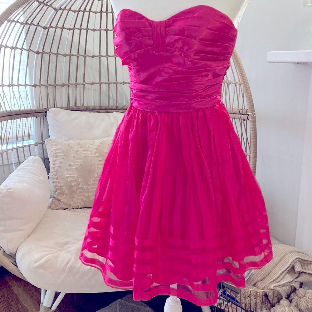 Betsy Johnson Hot Pink‎ Tulle Mini Dress Size 4 Y2K Party